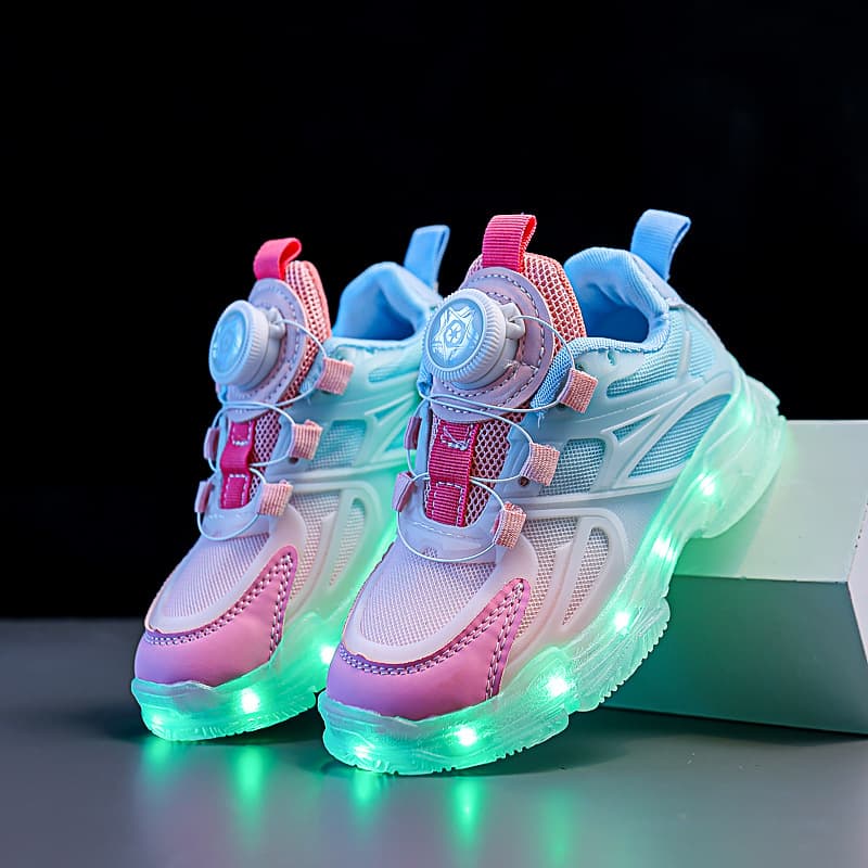 Girl autumn and winter, girl in charge, luminou port big meh breathable hoe, children' lighting rotating