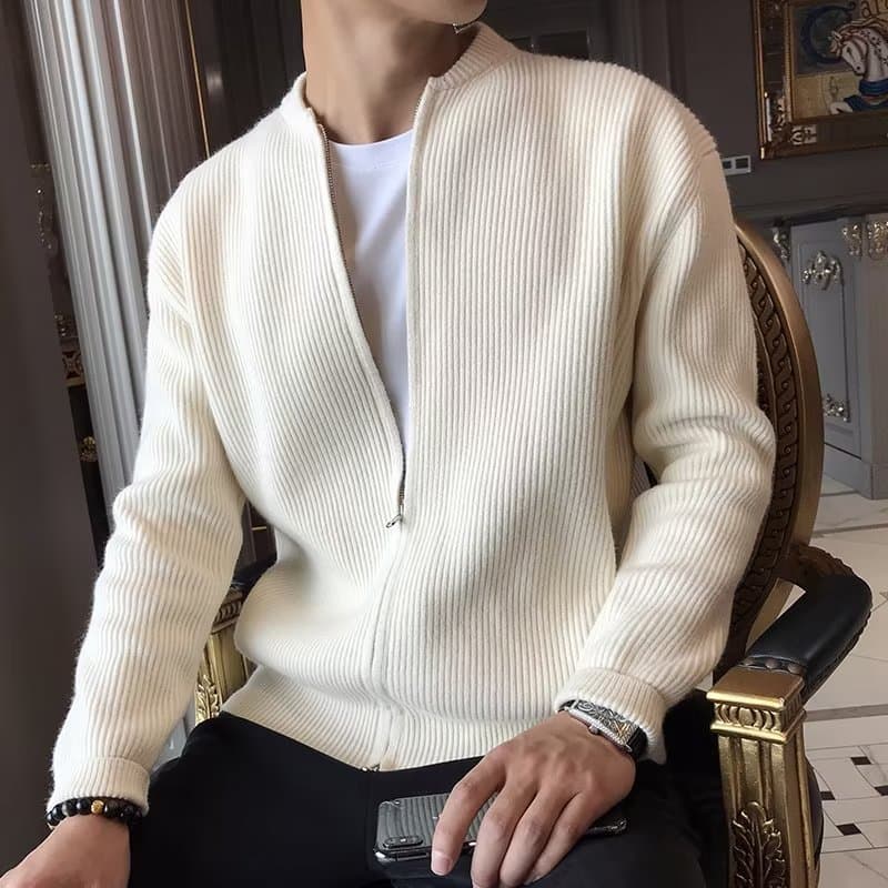 New Sweater Jacket Men's Solid Color Knitted Cardigan Men's Casual All Match Slim Fit Clothes