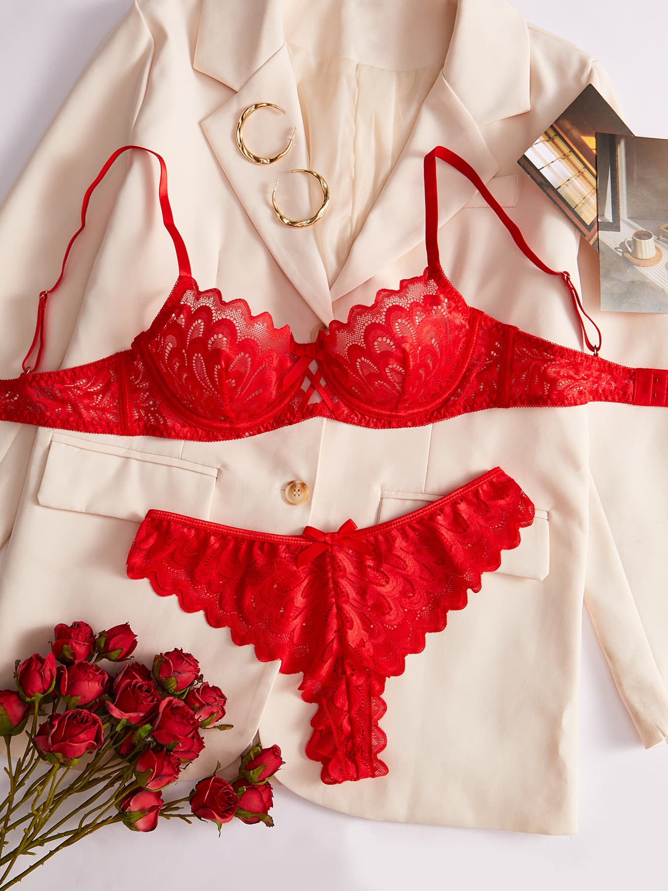Ensemble soutien-gorge et culotte style français européen et américain, lingerie push-up en dentelle sexy multicolore, sous-vêtements séduisants