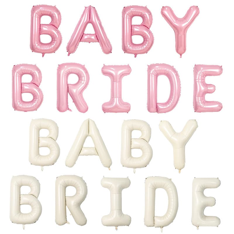 16" Baby & Bridal Foil Letter Balloon Set – Pink, Cream White & White For Birthdays, Showers & Celebrations​