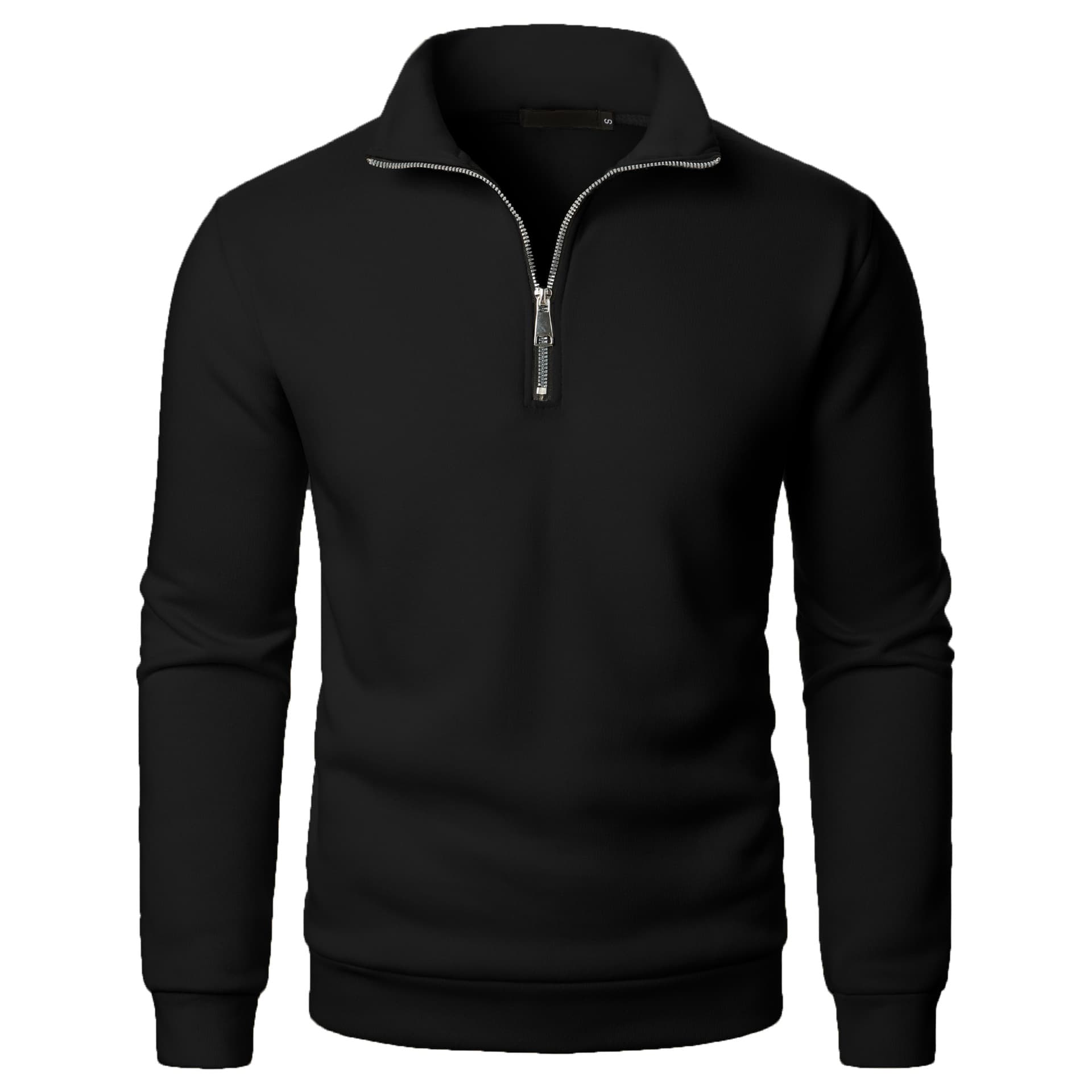 Men's Stand Collar Sweatshirt - Slim Fit, Lightweight Polyester, Zipper Front (Black/White/Beige/Light Gray/Burgundy/Khaki)