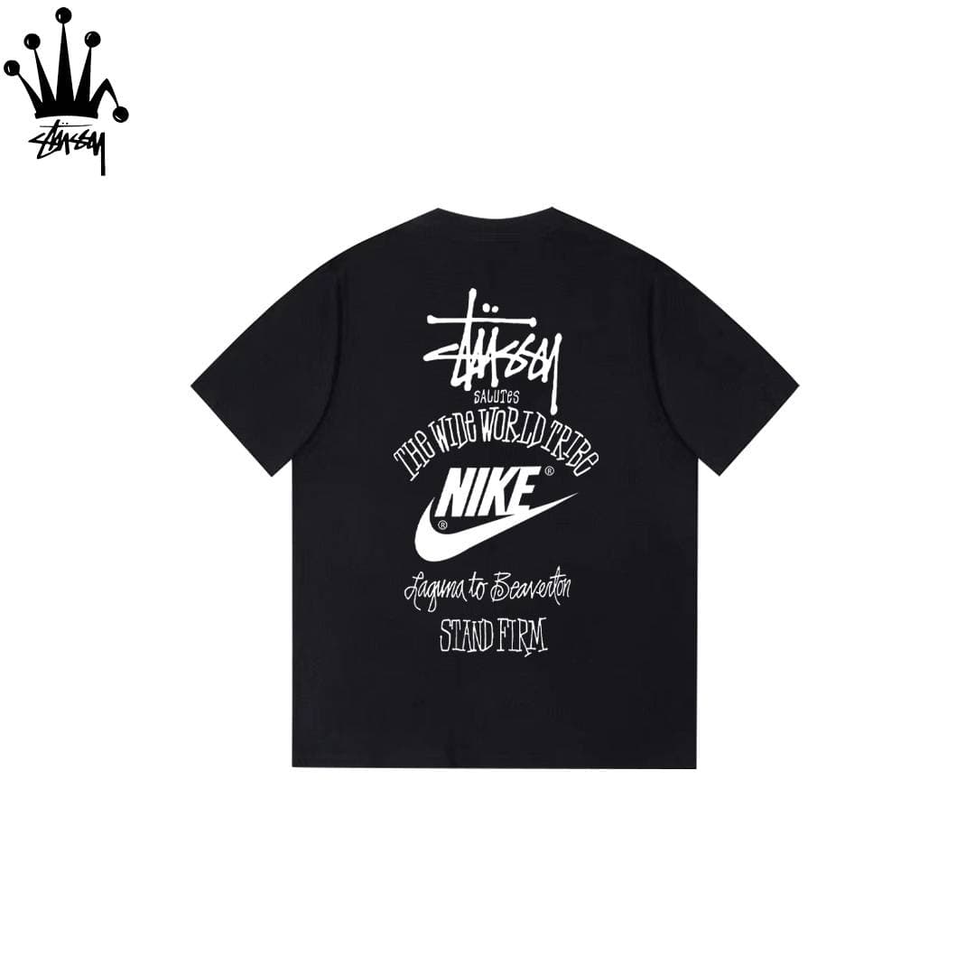 Stussy&Nike Collaboration Cylindrical Short Sleeved T-shirt Made Of Pure Cotton Fabric For Both Men And Women