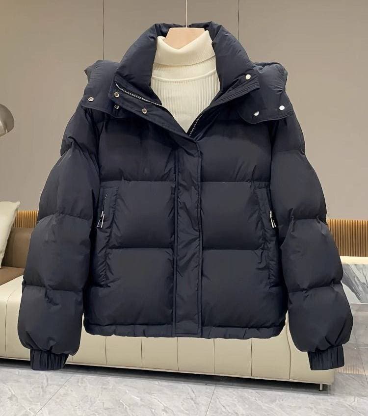 Women's Plus Size Hooded Cotton Coat Winter Short Puffer Jacket Casual Loose Fit Outerwear For Petite Ladies