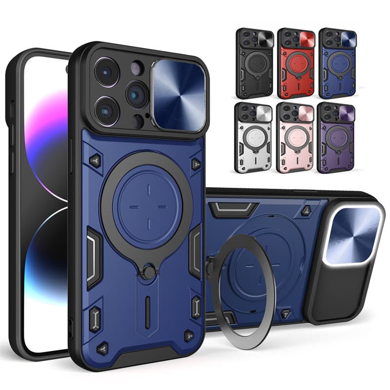 Slide Camera Lens Protection For Magsafe Magnetic Wireless Charging Case For iPhone 11 12 13 14Pro Max Stand Soft Silicone Cover