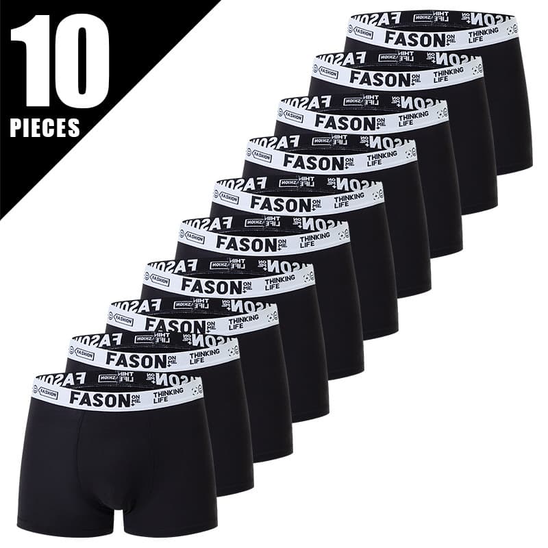 Overseas Platform 10-Pack Men's Black Fashion Sexy Boxer Briefs Basic Versatile Underwear Youth Shorts