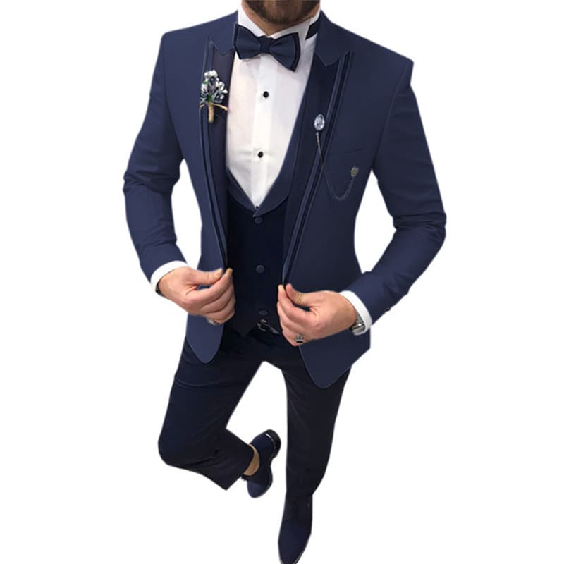 Man's Clothing Men's Suit Three-piece Slim-fit Lapel Groomsman Dress Plus Size Men's Wear