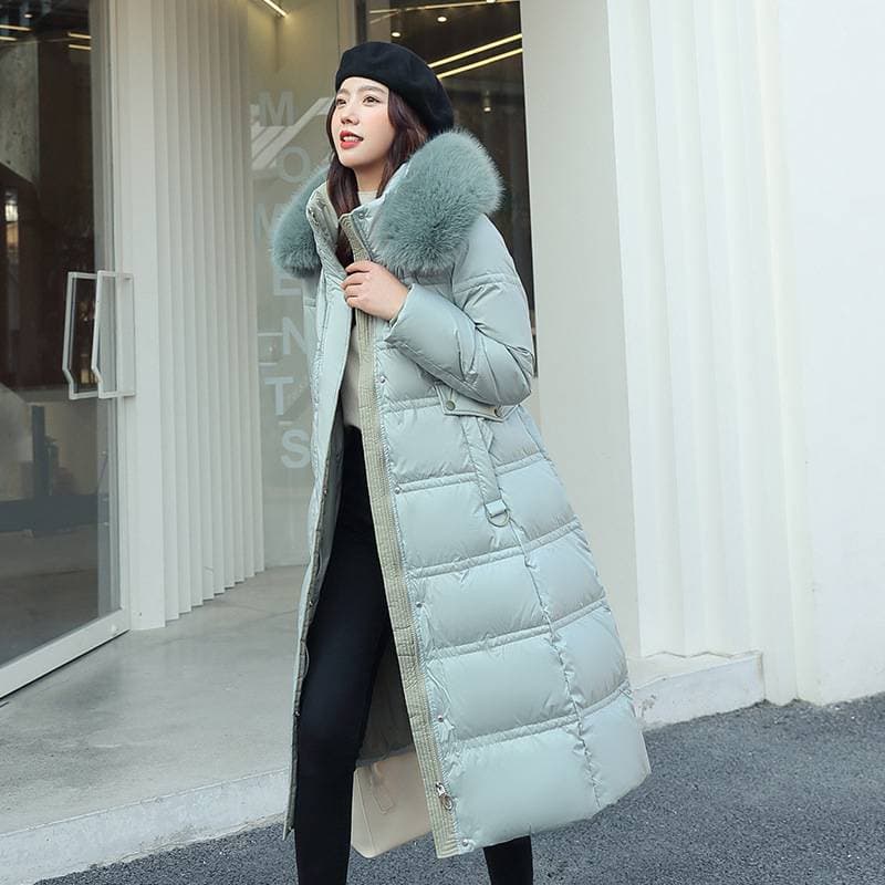 Manteaux d'hiver Veste matelassée en coton pour femmes Veste matelassée en coton Mi-longue Longueur genou Version coréenne Veste matelassée en co