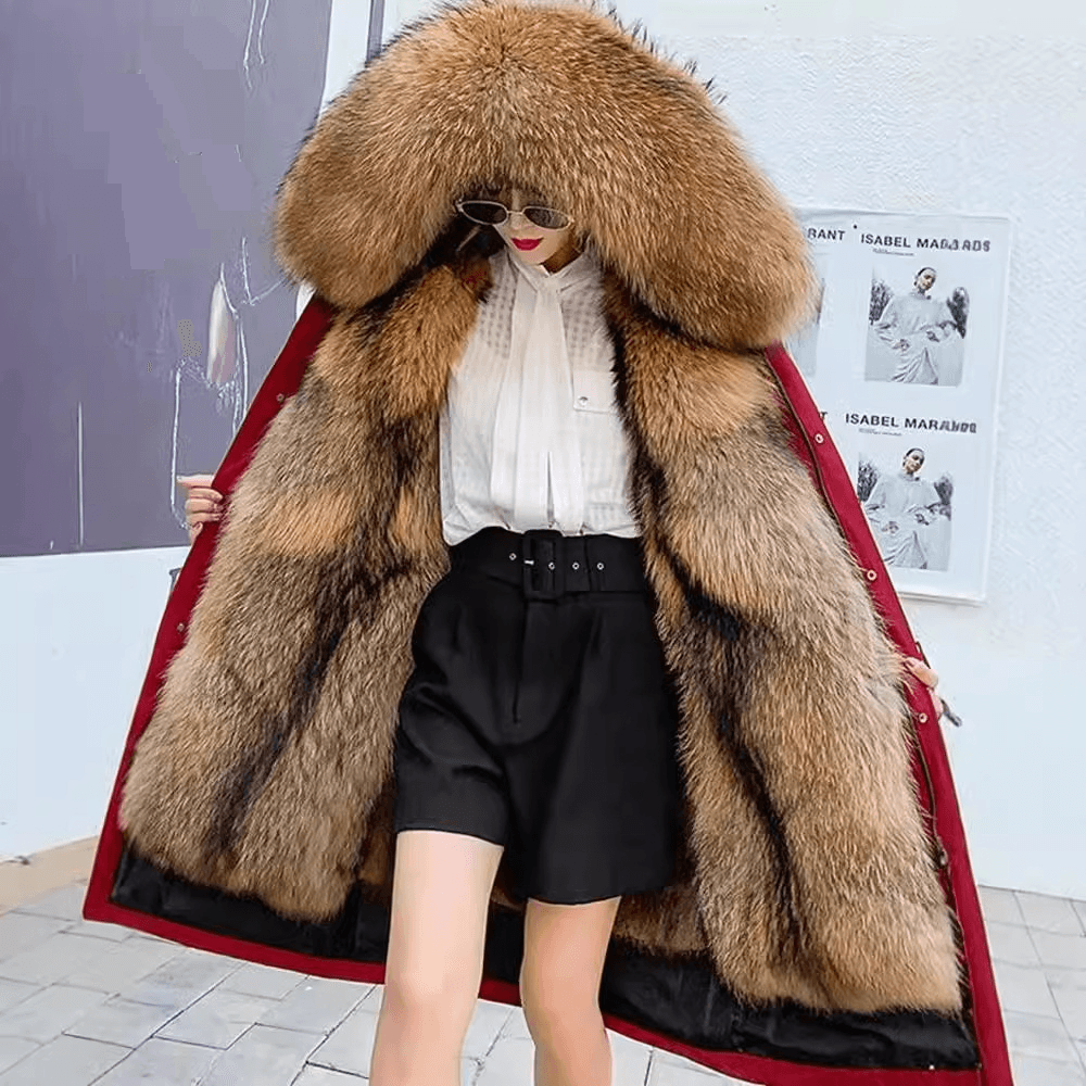 Women's Clothing new autumn and winter detachable parka new cotton coat women's mid length fur coat windbreaker