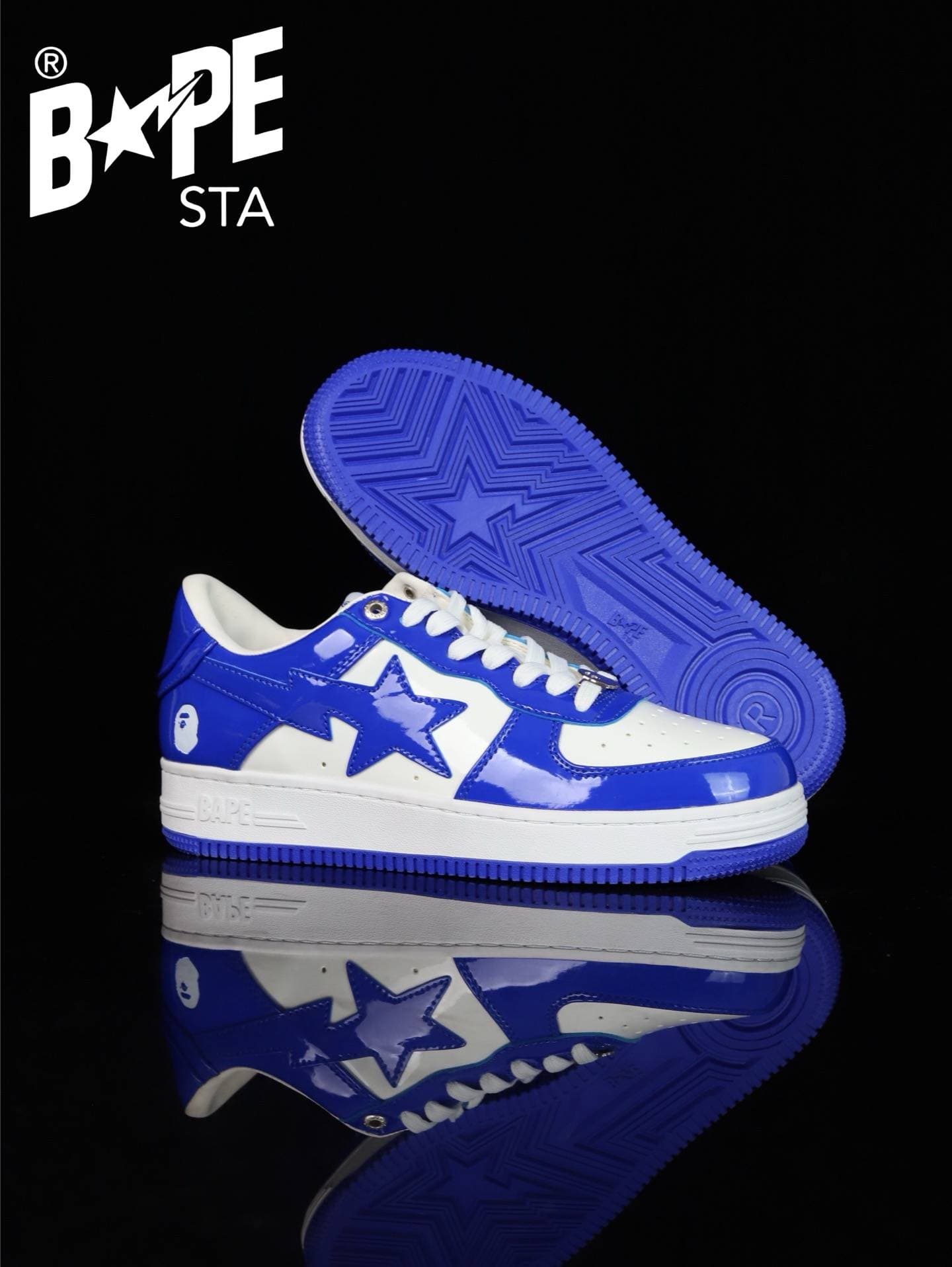 A BATHING-APE Classic Lacquer Leather Splicing Fashion Board Shoes Air Force No.1 Board Shoes Men And Women 22 Color Options