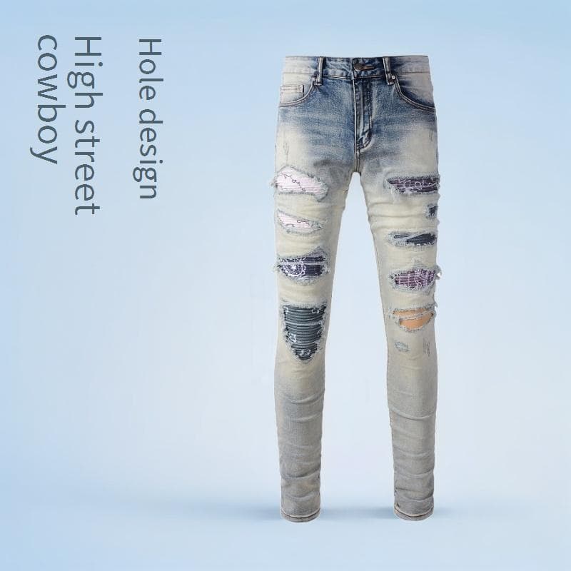 ​Men's Distressed Skinny Jeans - High Street Ripped Knee Denim Pants For Teen & Young Adult - Slim Fit Stretch Cotton Comfort​