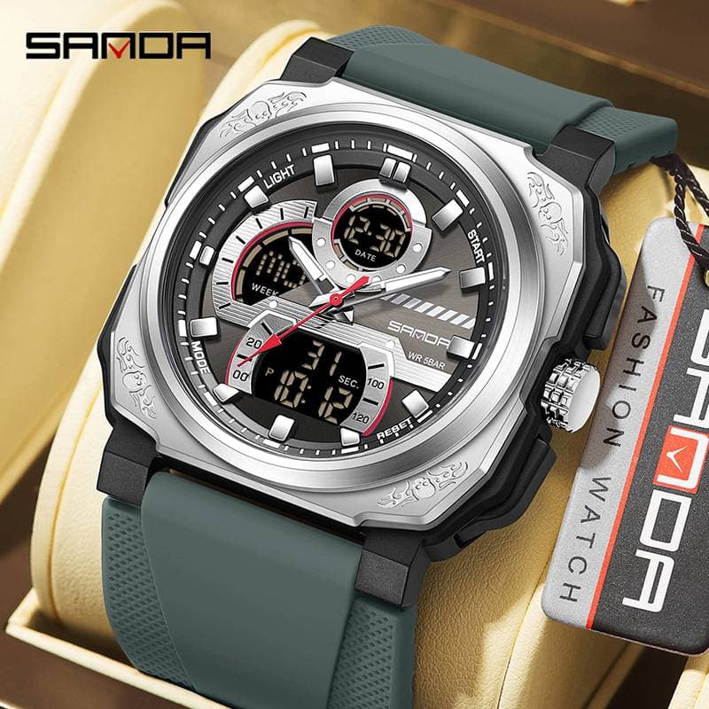 Men's Electronic Quartz Watch Multifunctional Waterproof Alarm Clock Student Watch Fashionable Square Sports Digital Watch