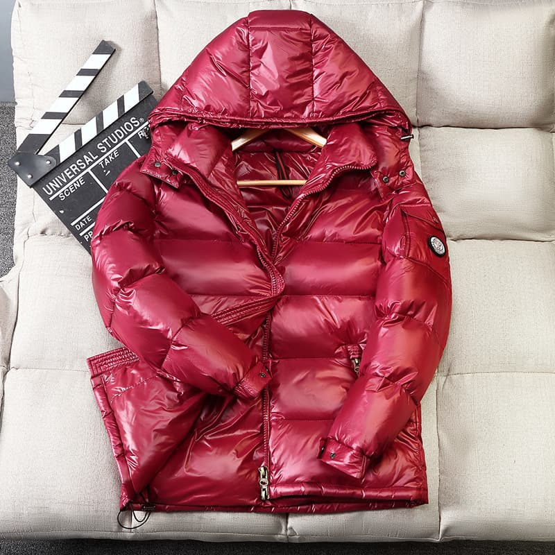 New Foreign Trade Down Jacket Short Shiny Men And Women Winter Warm Super Thick White Duck Down Couple Jacket