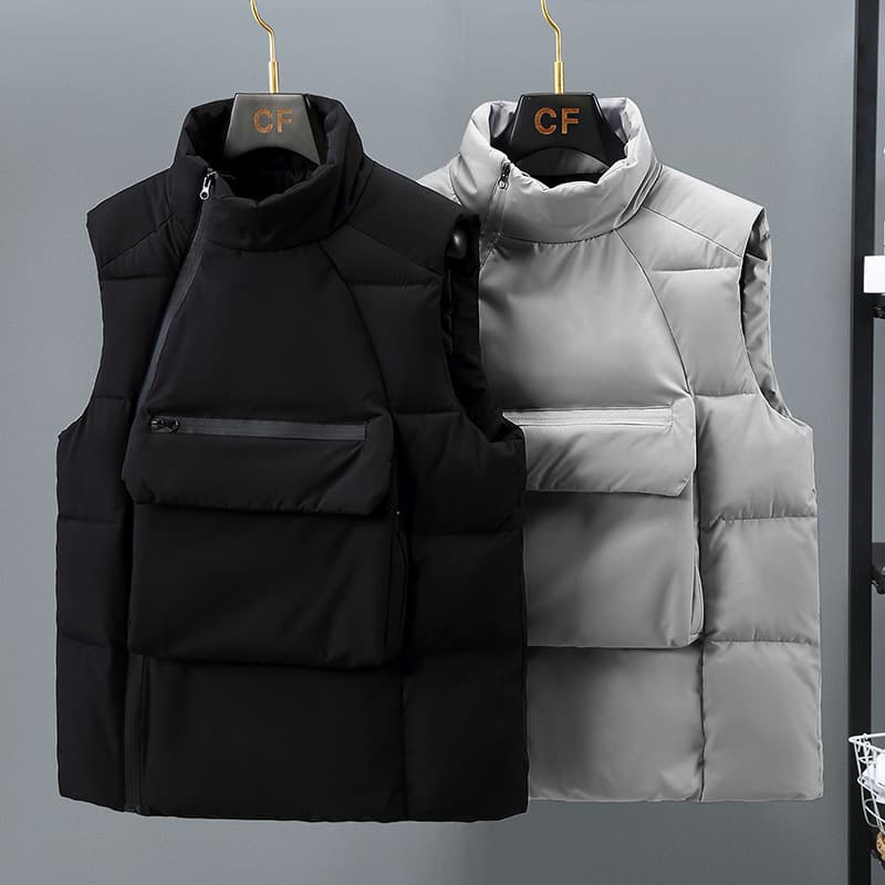 Men's Clothing Cotton Vest With Large Pockets Fashionable And Casual Warm Waistcoat Vest
