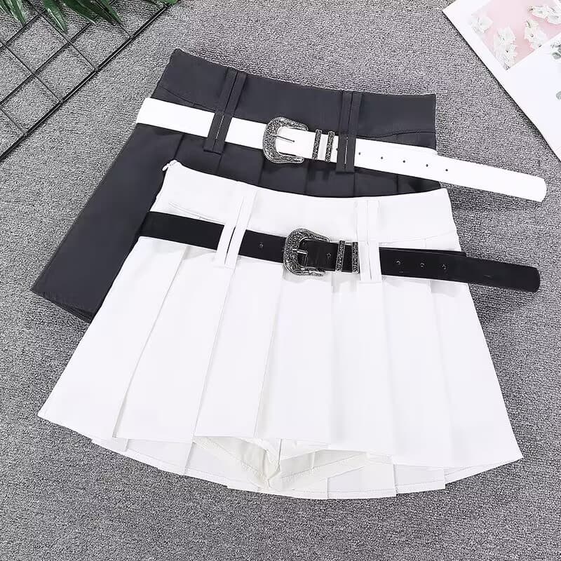 Women's Clothing Sexy hot girl belt mini skirt fashion women's clothing design sense JK short skirt small anti exposure pleated skirt