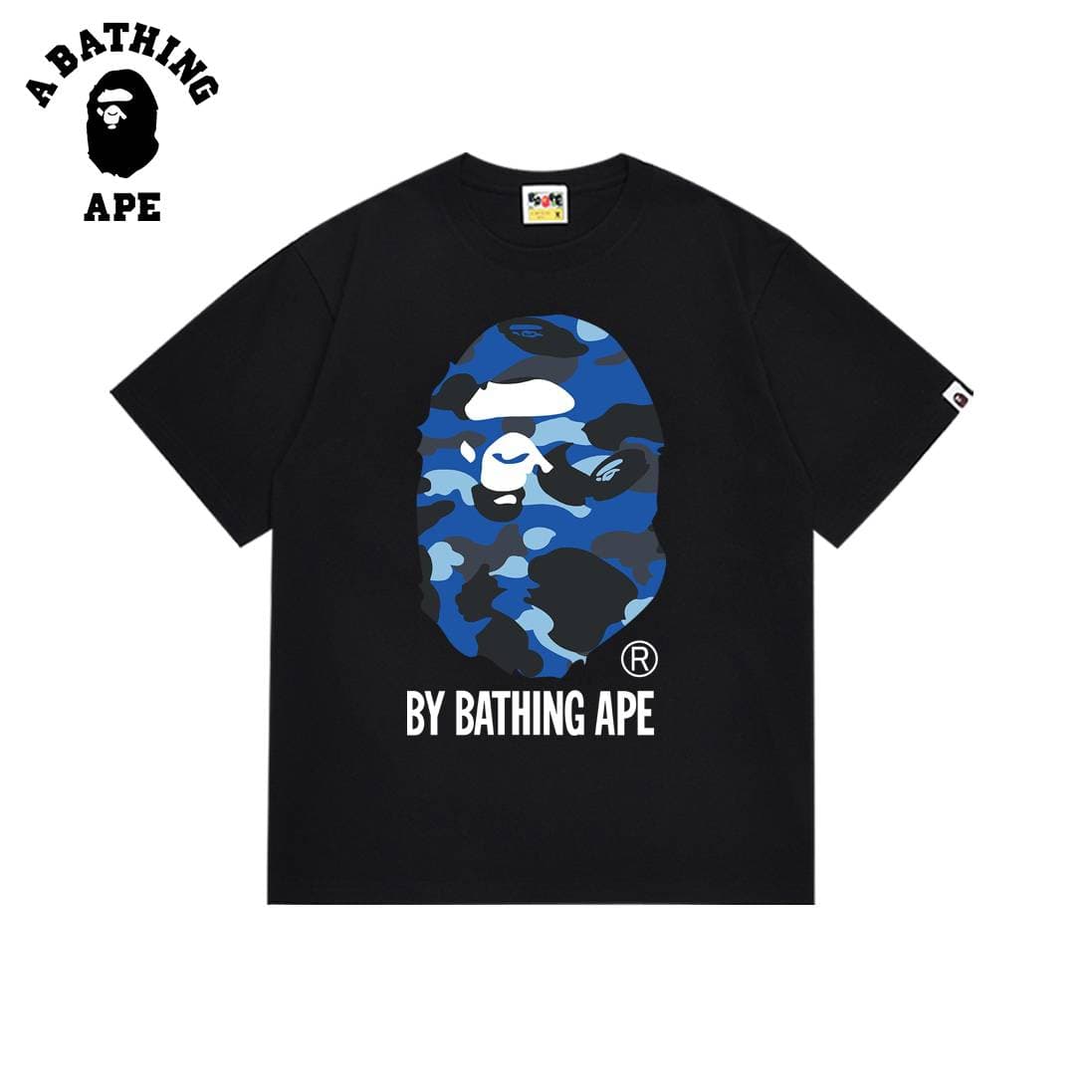 A BATHING APE BAPE-Multi Colored Monkey Head Pattern Printed Short Sleeved T-shirt Made Of Pure Cotton Fabric