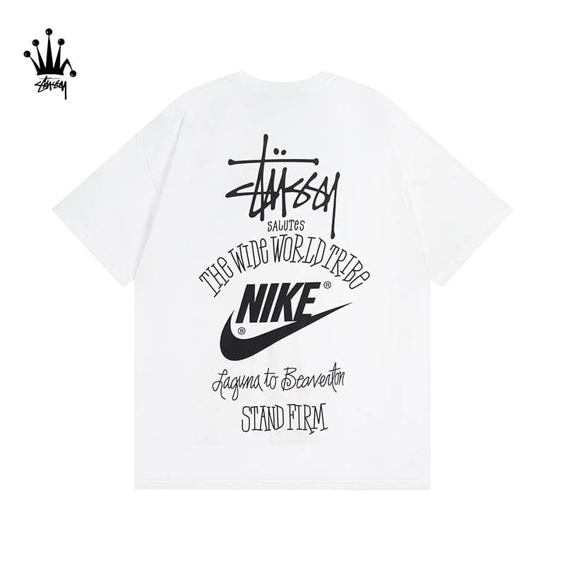 Stussy Stussy&Nike Co Branded SS Logo Letter Printed Cotton Short Sleeved T-shirt