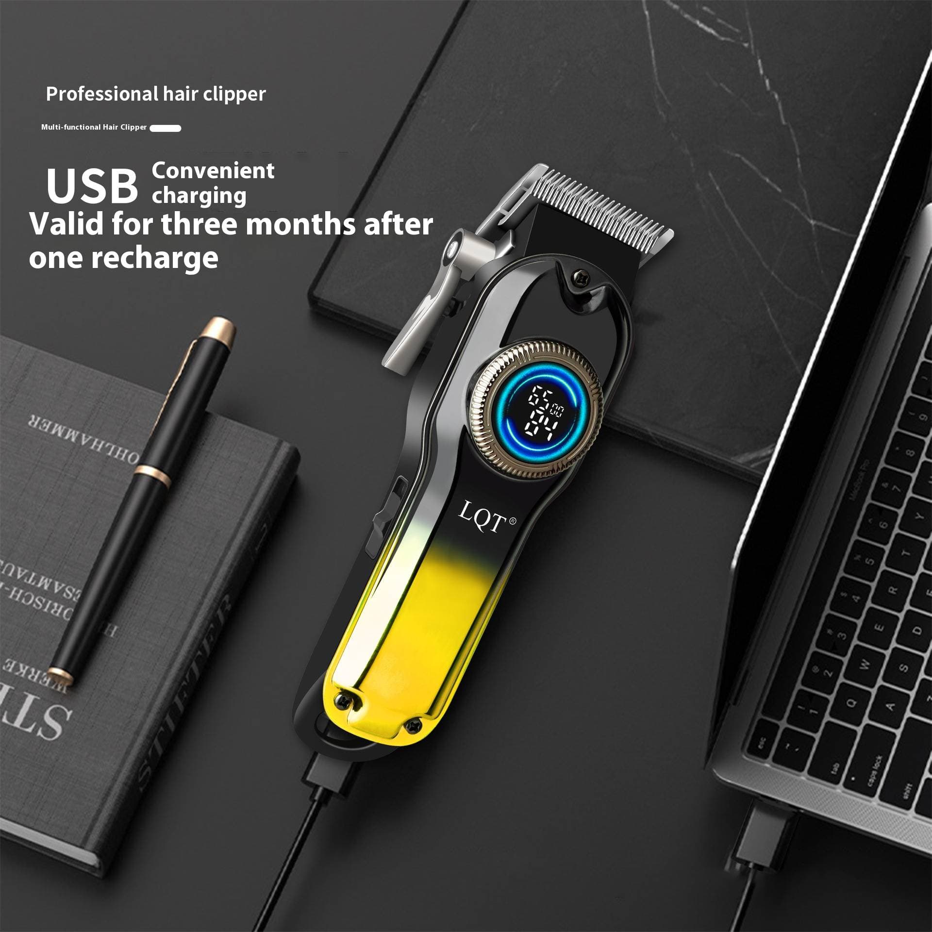 LQT Professional Cordless Hair Clipper For Men & Women - Rechargeable Hair Trimmer With Stainless Steel Blades, Quiet Motor (36dB)