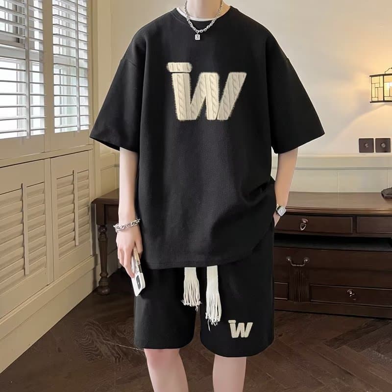 Men's Clothing Short Sleeved T Shirt Shorts Two Piece Suit Summer Collocation Handsome Youth Suit Men