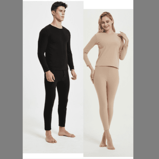 Women's crew-neck warm underwear men's and women's double-sided frosted autumn underwear warm underwear set