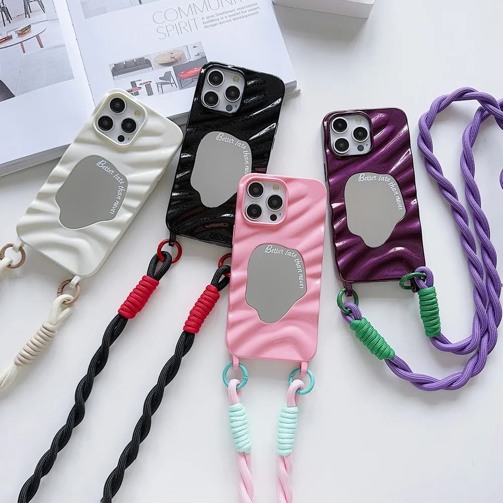 Crossbody Lanyard Phone Case For IPhone 16 15 14 13 12 11 Pro 7 8 Plus XR XS Max Necklace Wrist Chain Hand Strap Cord