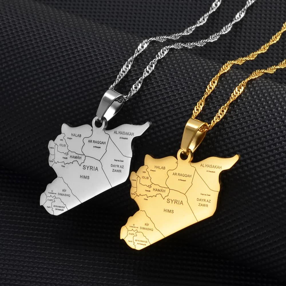 Charm Colored Jewelry Hot Selling Map, City Pendant Necklace, Men's And Women's Temperament, Personalized Stainless
