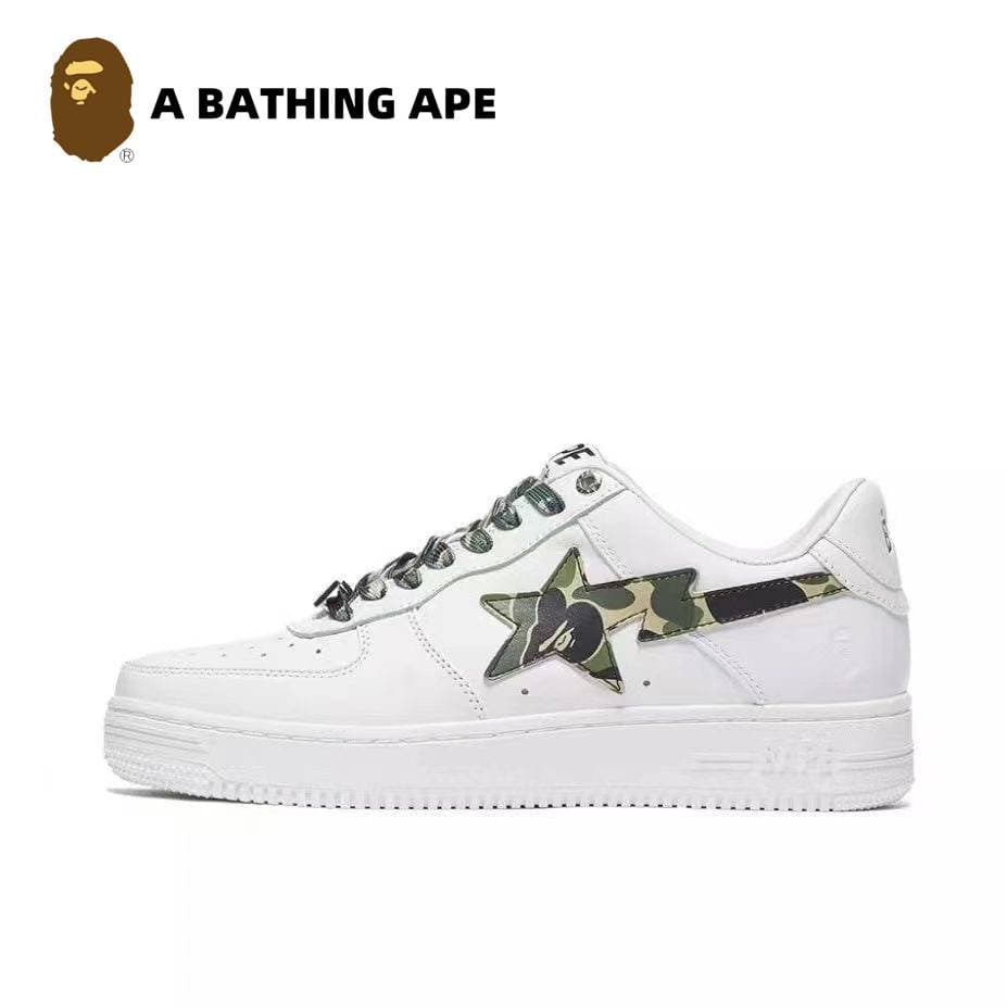 A BATHING-APE Classic Lacquer Leather Double Splicing Trendy Fashion Board Shoes Air Force No.1 Board Shoes Men's And Women's Same Style