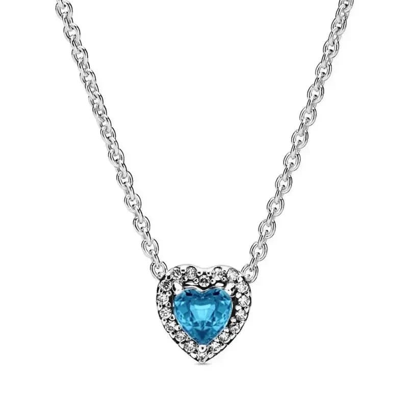Collier en forme de cœur en argent S925 plaqué cuivre blanc de la série Love