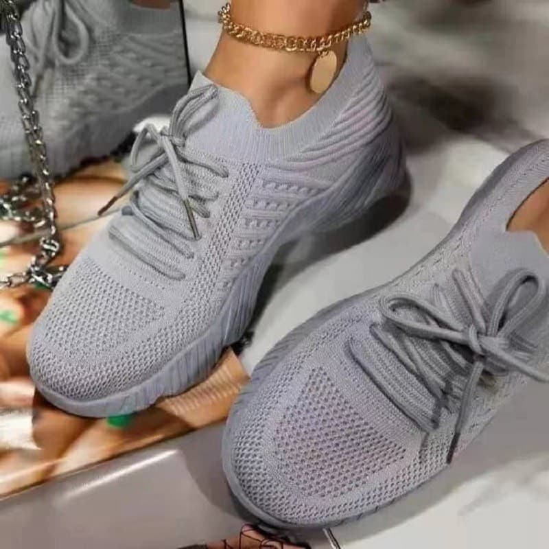 flying woven shoes flat heel mesh solid color low top round toe mesh shoes couple shoes