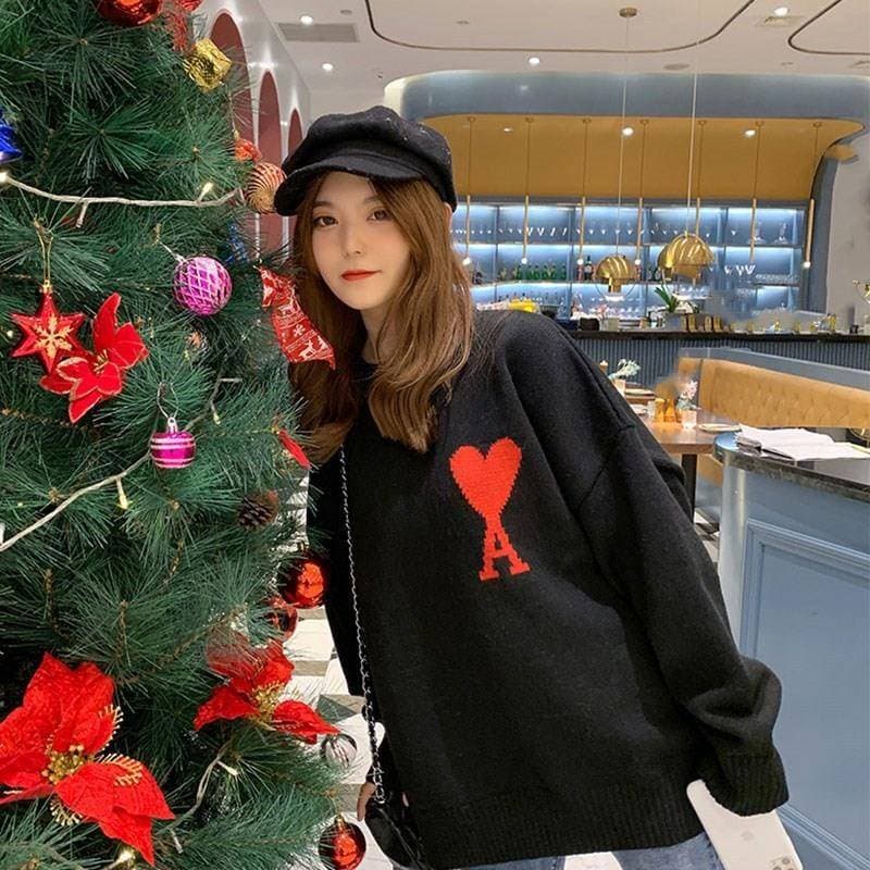 Vêtements pour femmes lâche style paresseux étudiant doux polyvalent chic base de broderie pull