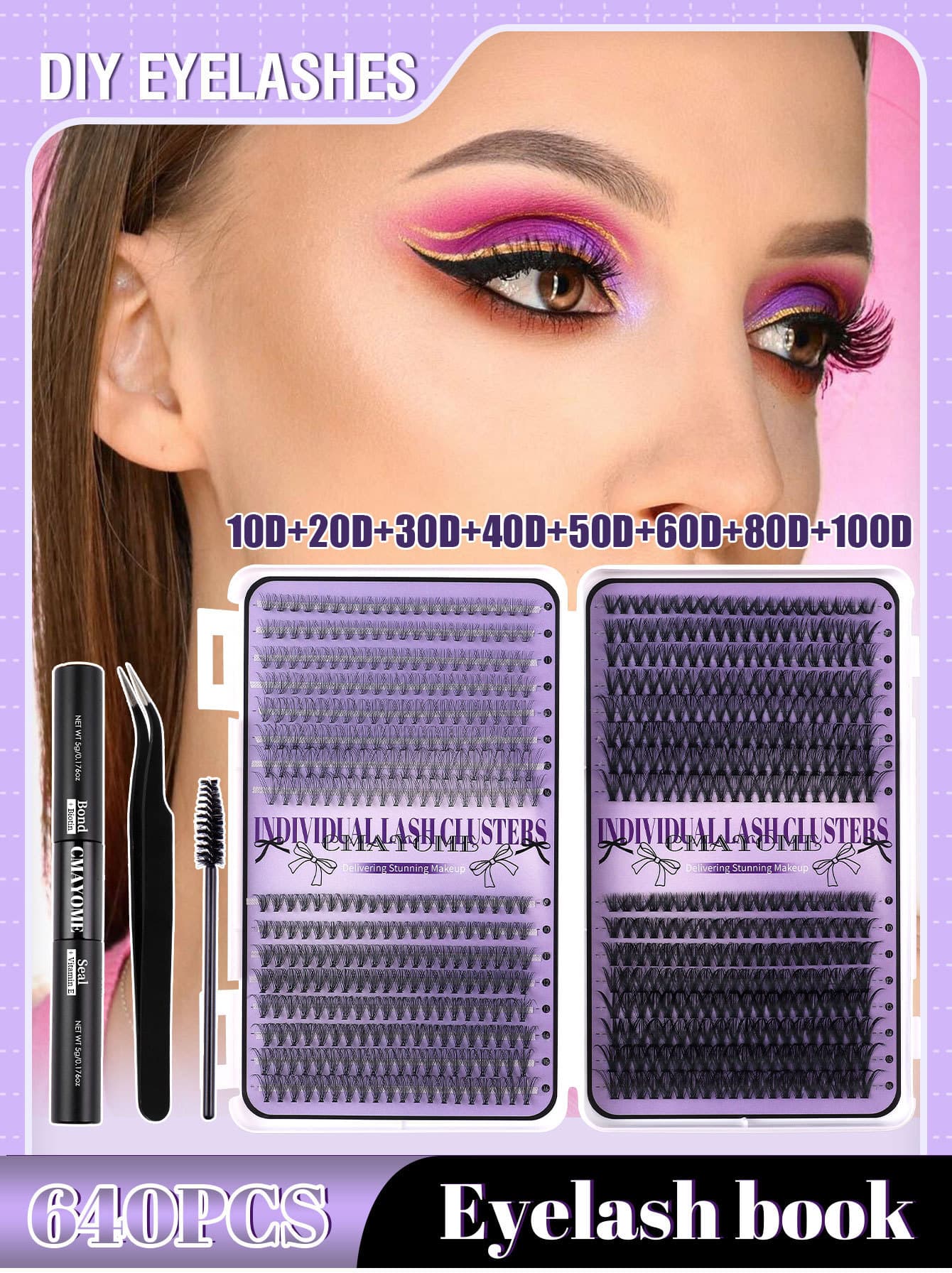 DIY D-curve Single Tuft Full Hair Large Capacity 3D+80D Curly And Thick Mixed False Eyelashes