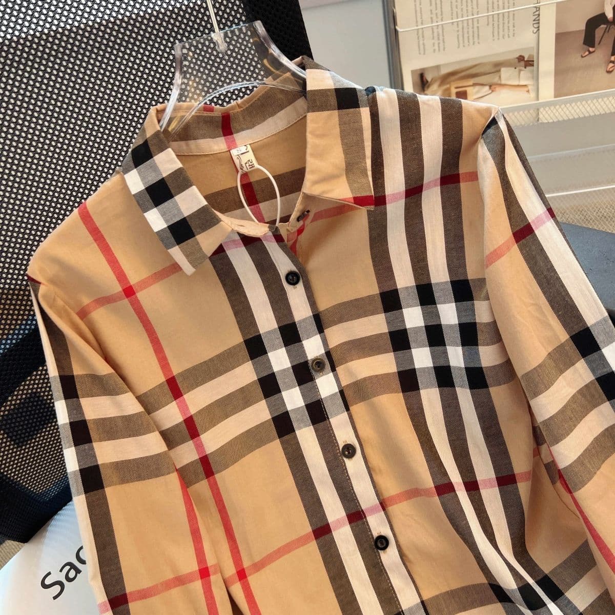 Chemise à carreaux classique printemps et été, veste de couple ample tendance, haut en coton à manches longues et basque