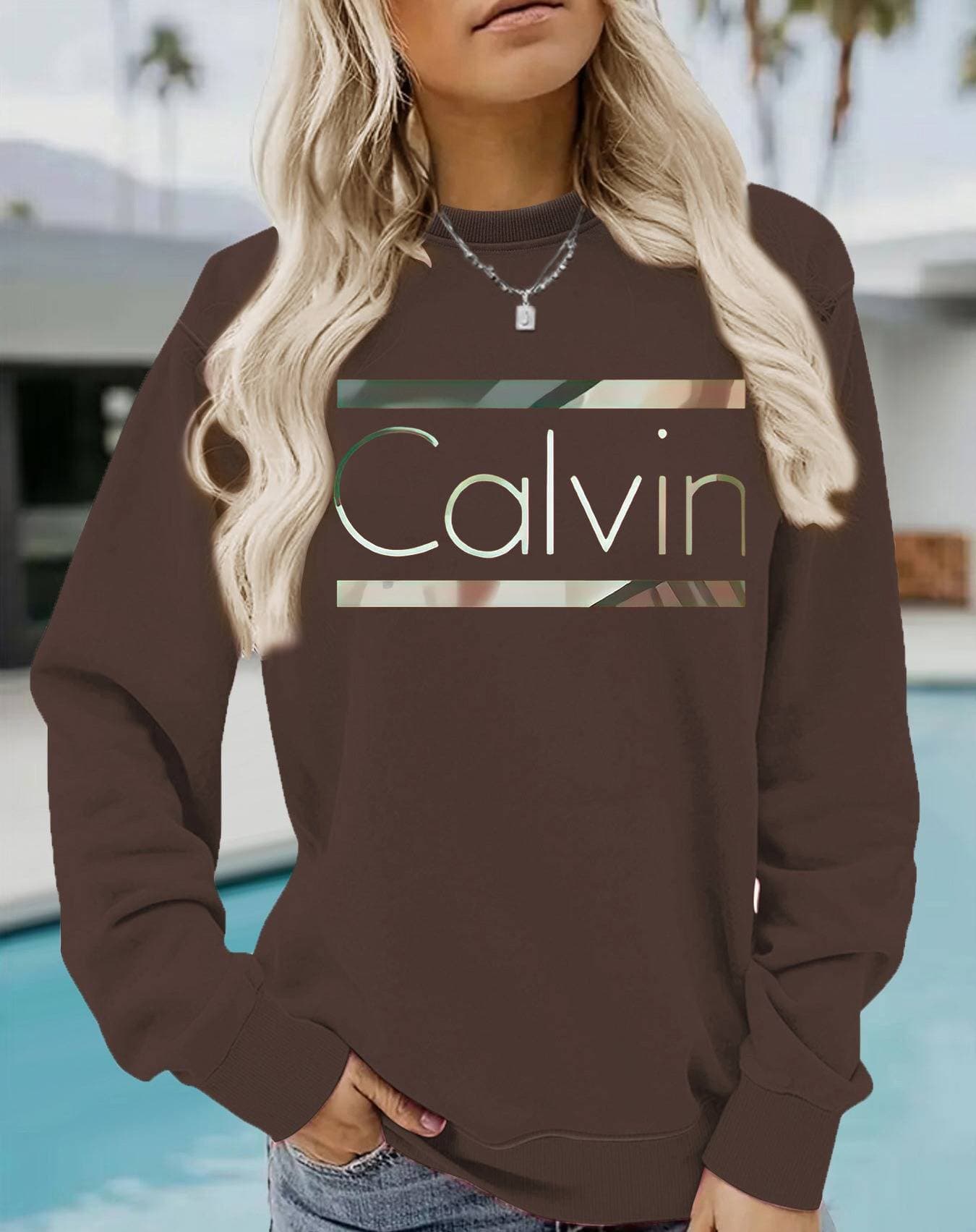 Sweat-shirt imprimé confortable à col rond pour femme – Pull décontracté surdimensionné (blanc/noir/rouge, S–XXL)