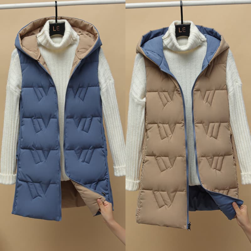 Women's Clothing Autumn and winter reversible hooded lightweight casual winter coats jacket vest college style slim female student vest jacket