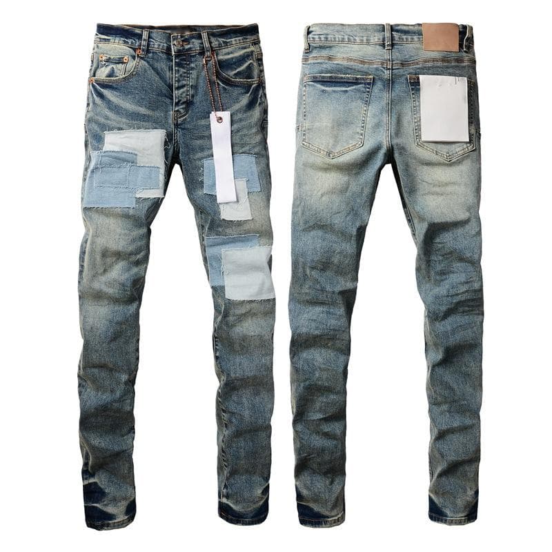 Jean déchiré violet de haute qualité pour homme, style streetwear
