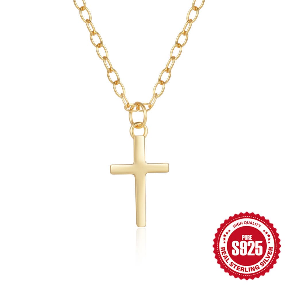 Women's Jewelry 925 Sterling Silver Smooth Cross Clavicle Necklace Fashion Minimalist Ins Style Wear Clavicle Chain