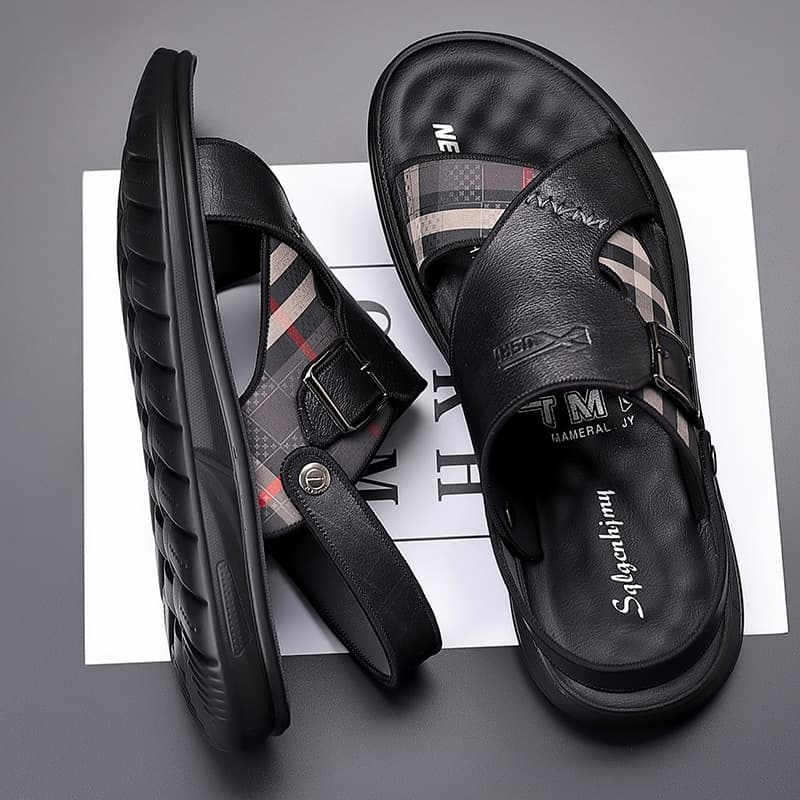 Top Layer Cowhide Sandals Breathable Soft Soles With Exposed Fingers, Casual Beach Shoes Men, Leather Sandals, And