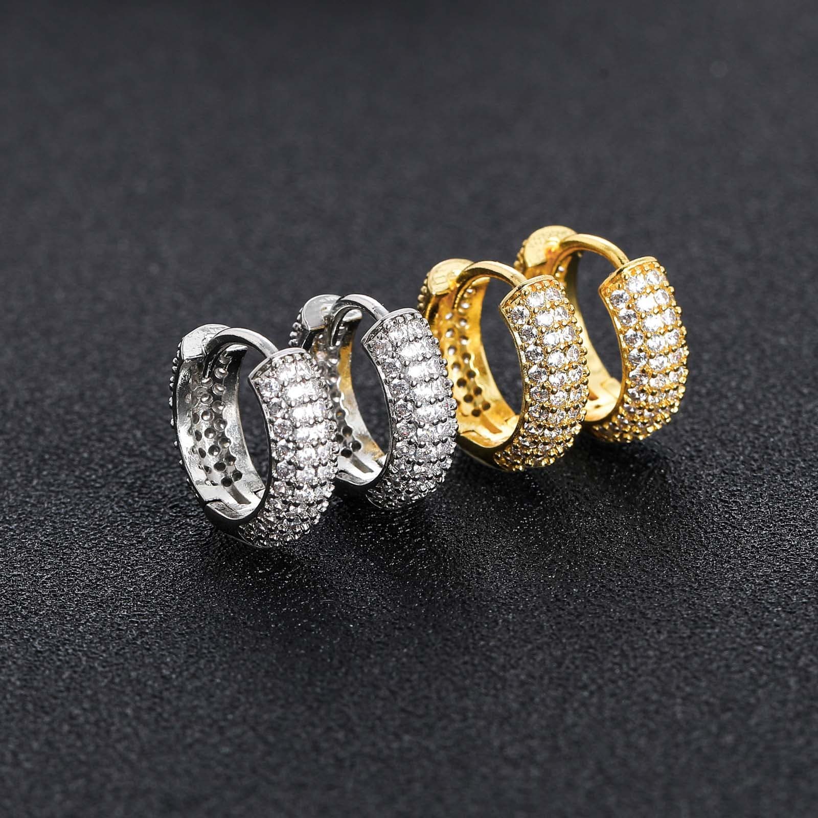 earrings hip hop round earrings earrings trendy brand personality micro inlaid zircon men's accessories