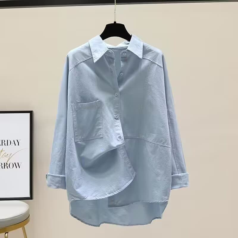 [Cotton Linen] Women's Clothing Loose Slim Casual Versatile Long Sleeved Solid Color Fashionable Shirt Jacket