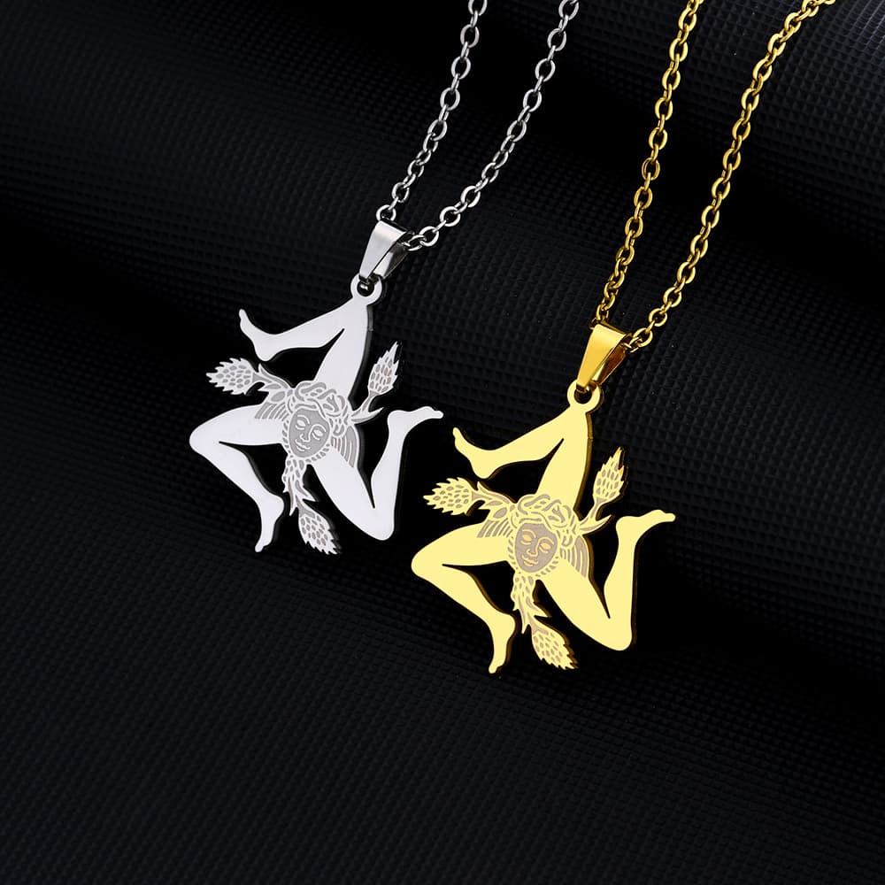 Stainless Steel Italy Sicily City Pendant Necklace Couples Style Family Style Titanium Steel Pendant Accessories