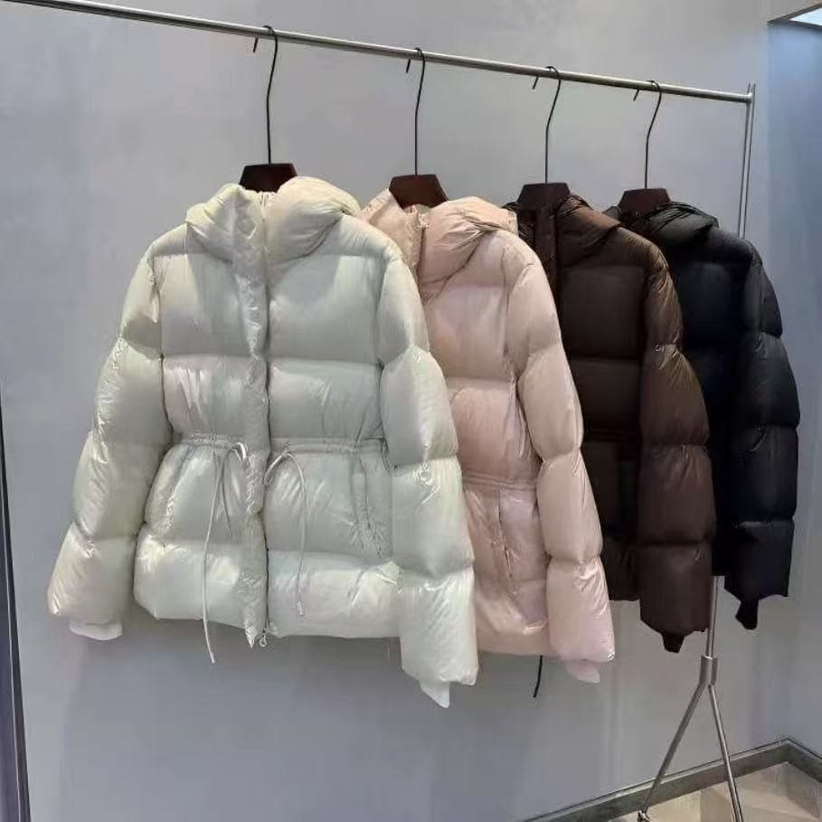 Women's Winter Padded Puffer Jacket With Slim Waist - Fashionable Quilted Coat In Black, White, Brown & Pink (Sizes M-xxxl)