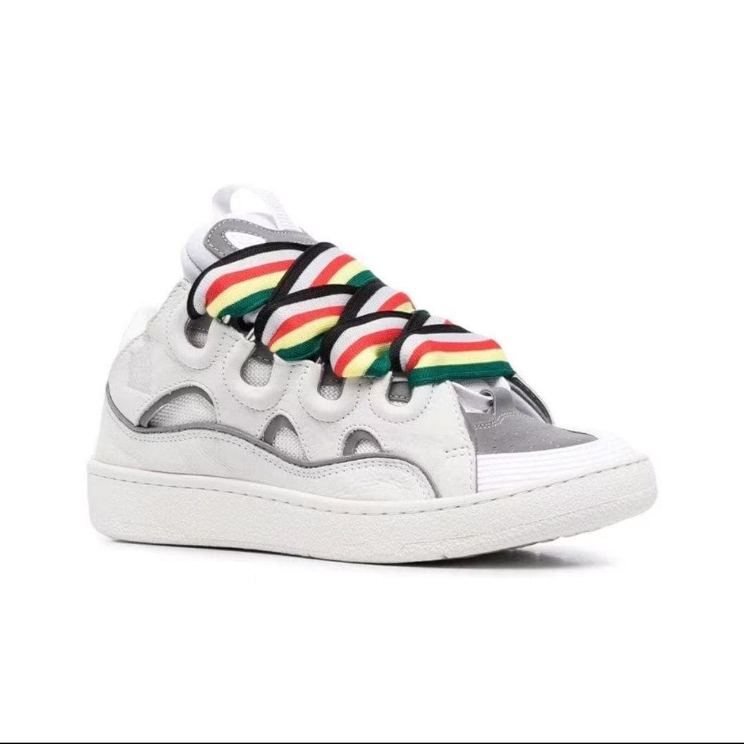 Chaussures de sport décontractées rétro en cuir véritable patchwork, style européen et américain, pour hommes et femmes.