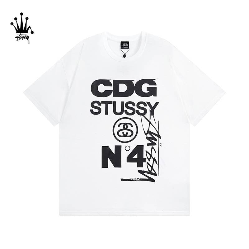 Stussy Stussy&CDG Co Branded Letter Pattern Printed Pure Cotton Short Sleeved T-shirt