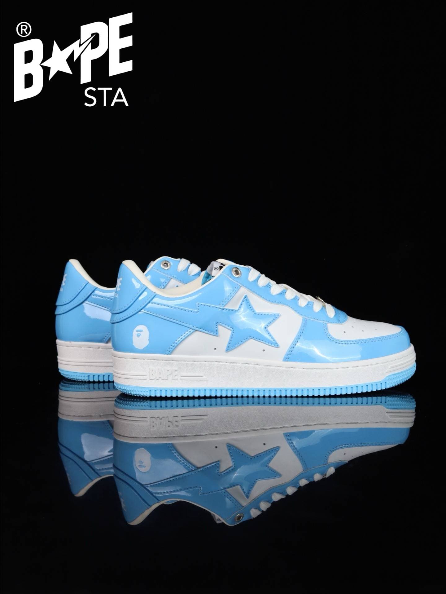 A BATHING-APE Classic Lacquer Leather Splicing Fashion Board Shoes Air Force No.1 Board Shoes Men And Women 22 Color Options