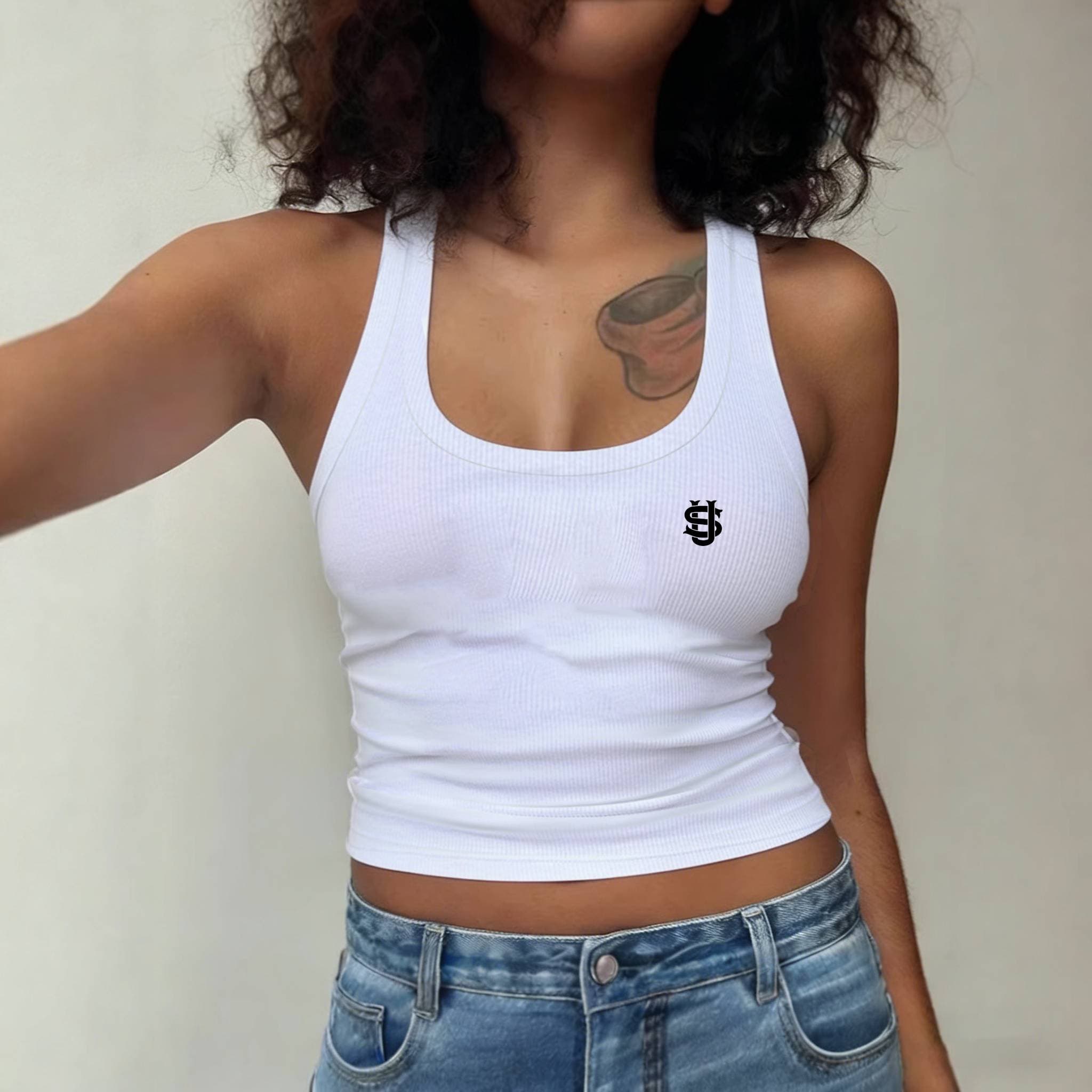 European And American Camisole Women's New Summer Simple Pattern Design Sexy Spicy Girl Sleeveless Casual V-neck Vest Top