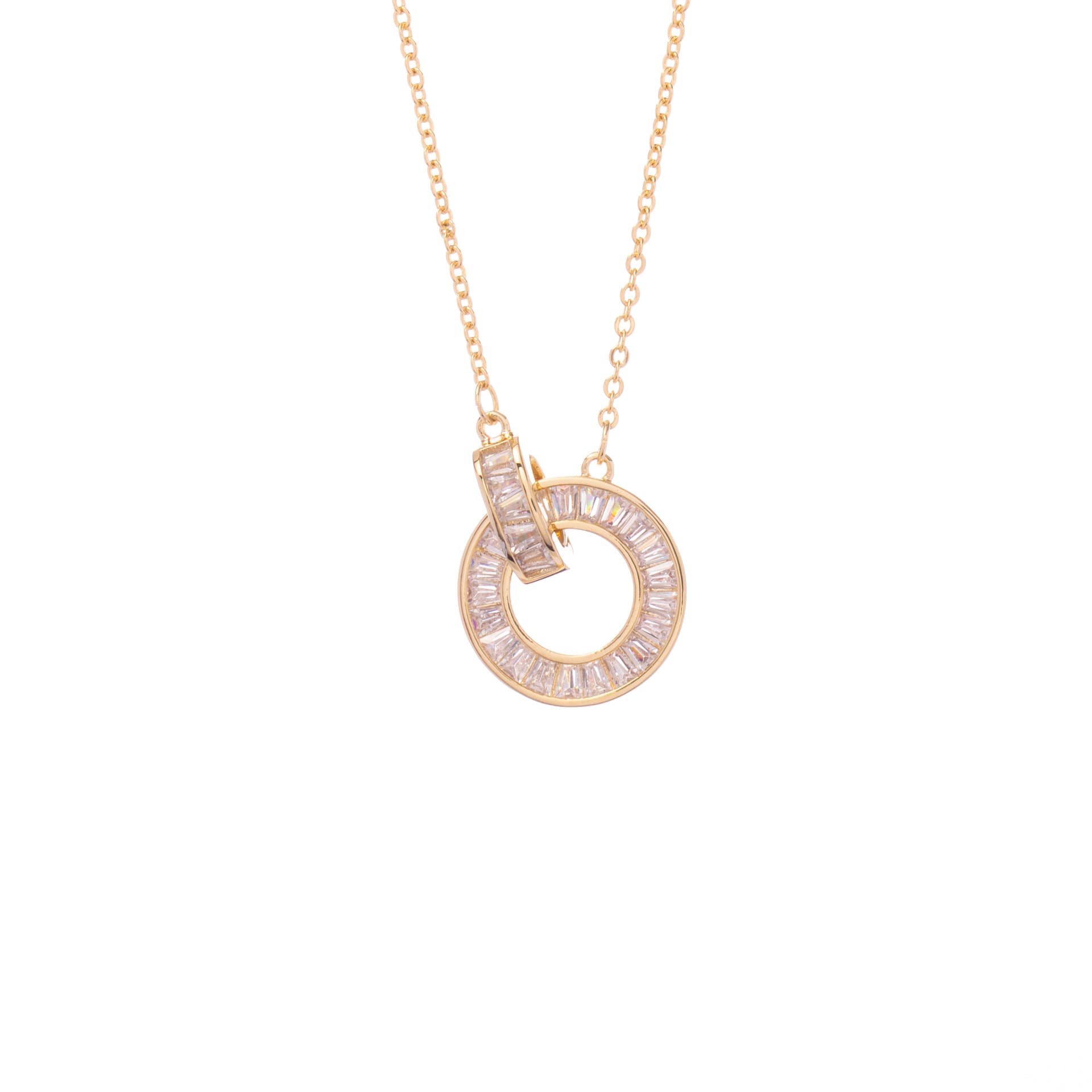 Copper necklace interlocking light luxury niche design diamond studded full diamond ring versatile clavicle chain