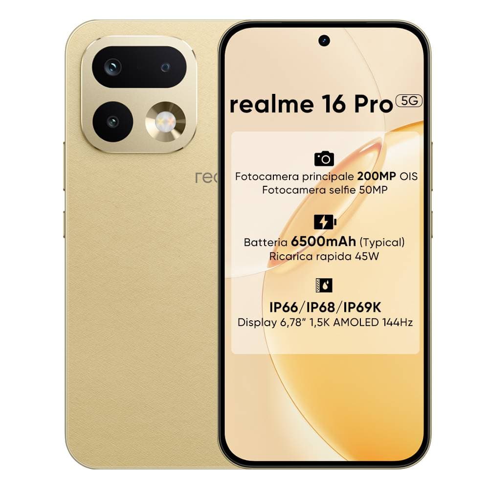 Realme 16 Pro 5G EU MediaTek Dimensity 7300 Max 144Hz AMOLED 200MP OIS Camera 6500mAh Battery Dual SIM