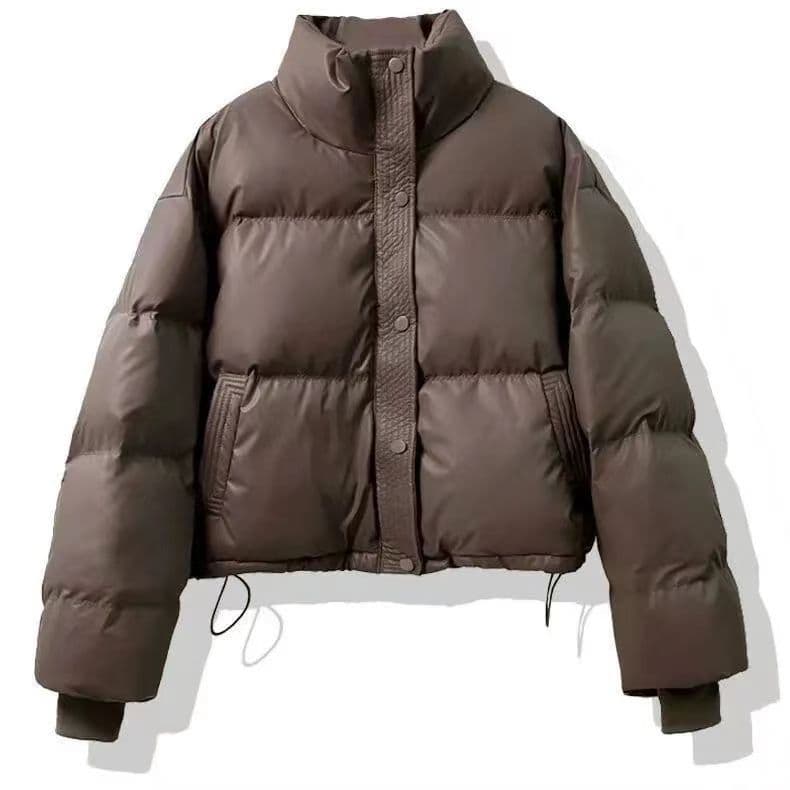 Women's Clothing new style wash free PU leather winter coats jacket for women short winter thickened coat small size coat trendy