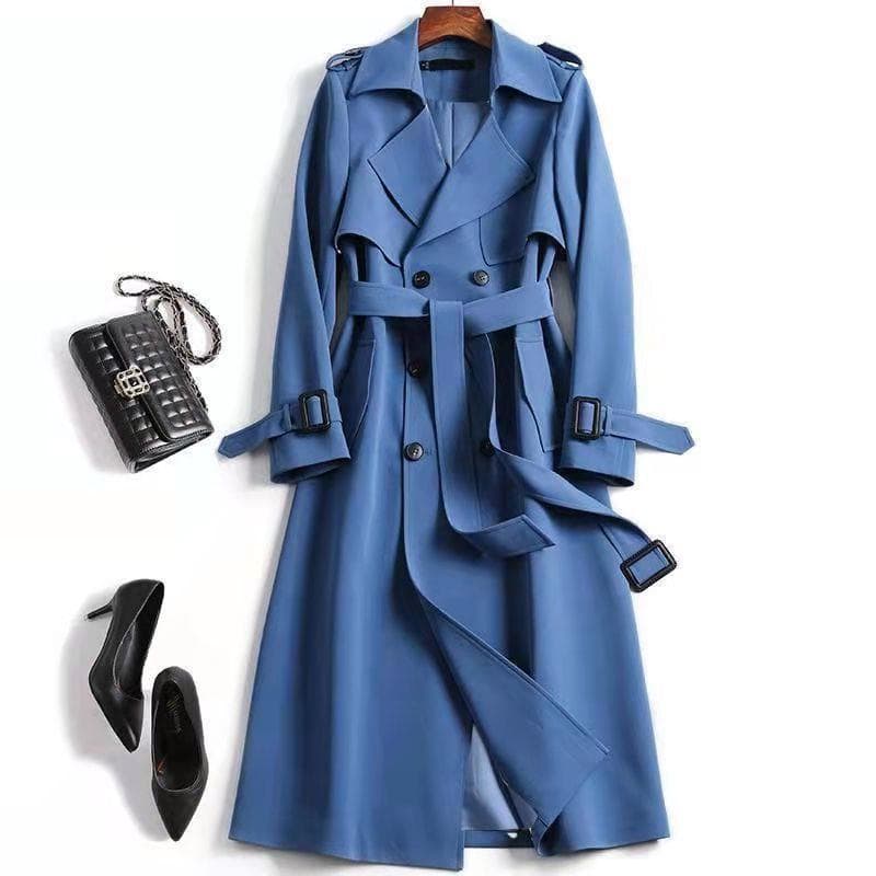 Women's Clothing Popular over the knee British style small size new coat windbreaker women's mid length coat spring and autumn Korean version