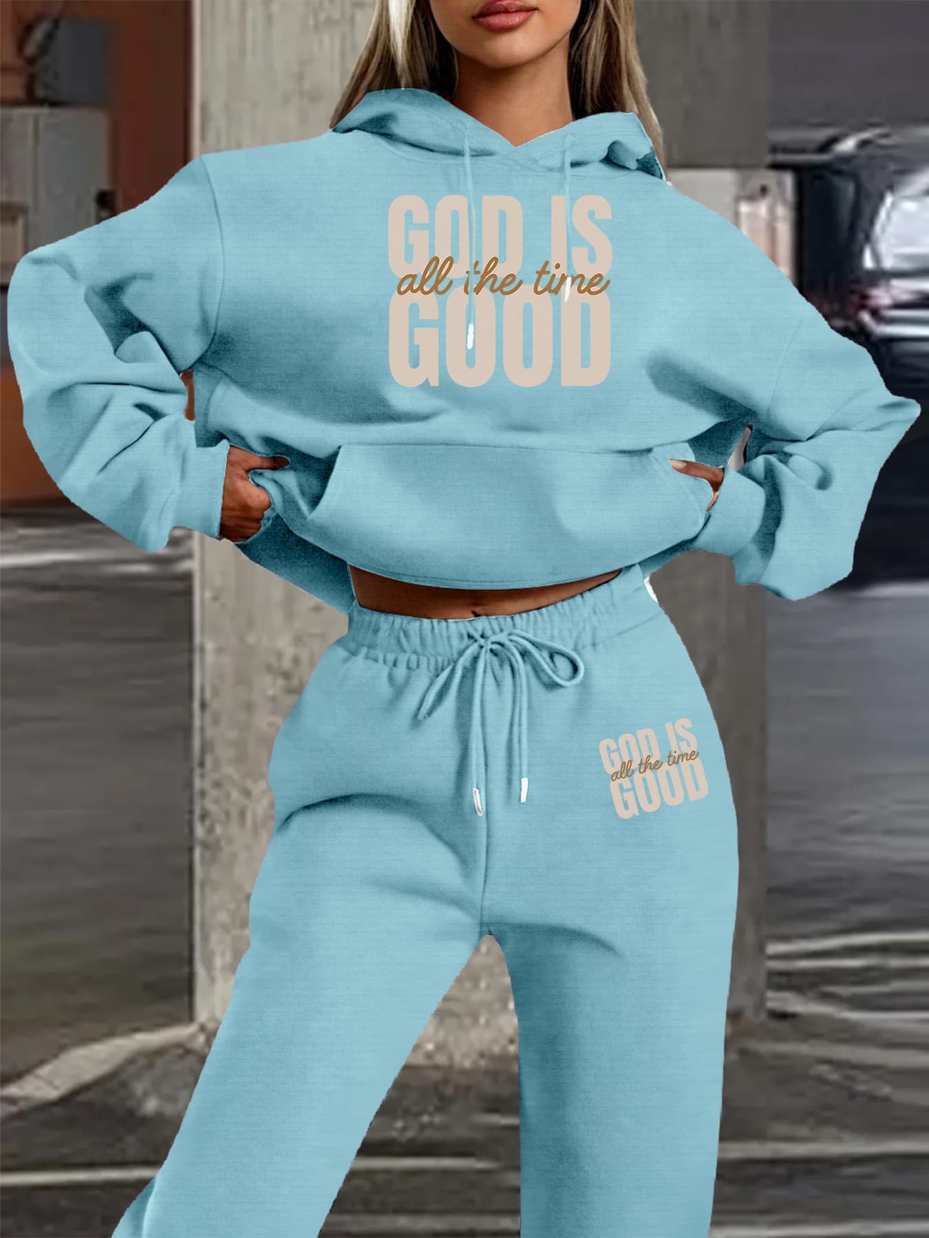 Solid Color Hoodie Set With Threaded Bottom For Men's And Women's Casual Sportswear, Sweatpants And Sweatpants Set