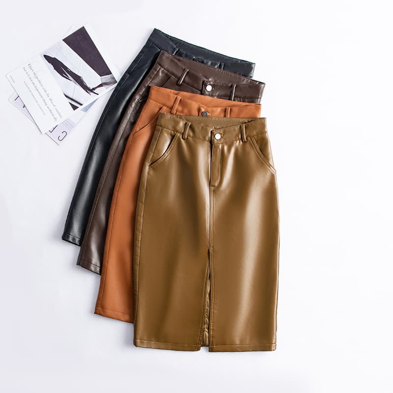 Women's Clothing Women's Leather Skirt Half-length Skirt Hip-covering Skirt Five-cent Large Size Slimming Covering Flesh Versatile